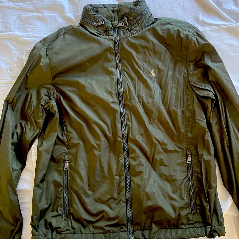 COPY - Olive Green Ralph Lauren Men Windbreaker with zipper pocket with Hood